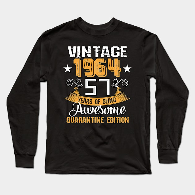 Birthday Gift Vintage 1964 57 Years Of Being Awesome Long Sleeve T-Shirt by Salimkaxdew